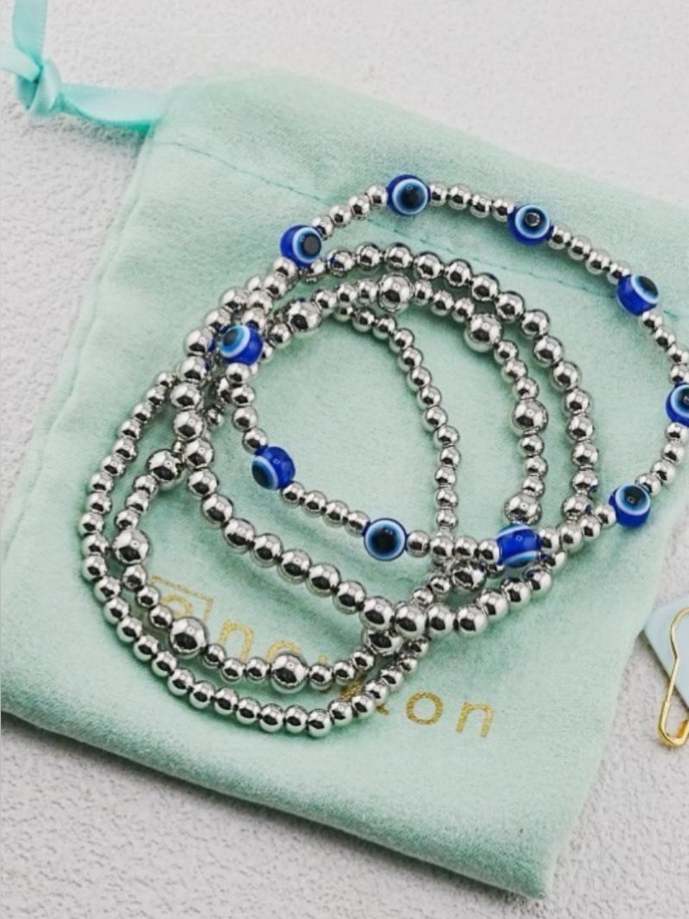 Enewton Silver Blue Eyes Bracelet Set